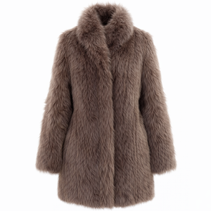 GSTAAD COAT — Oversized Faux Fur Coat with Shawl Collar