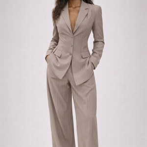 ROSEWOOD SET — Waist-Cinched Pinstripe Suit