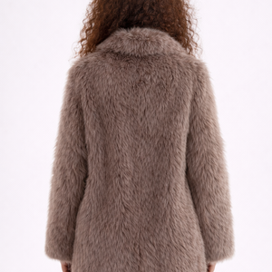 GSTAAD COAT — Oversized Faux Fur Coat with Shawl Collar