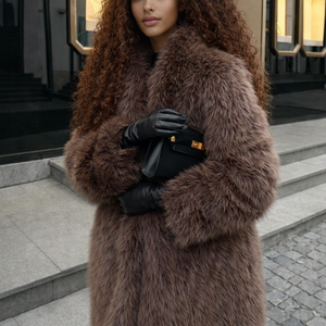 GSTAAD COAT — Oversized Faux Fur Coat with Shawl Collar