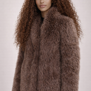 GSTAAD COAT — Oversized Faux Fur Coat with Shawl Collar