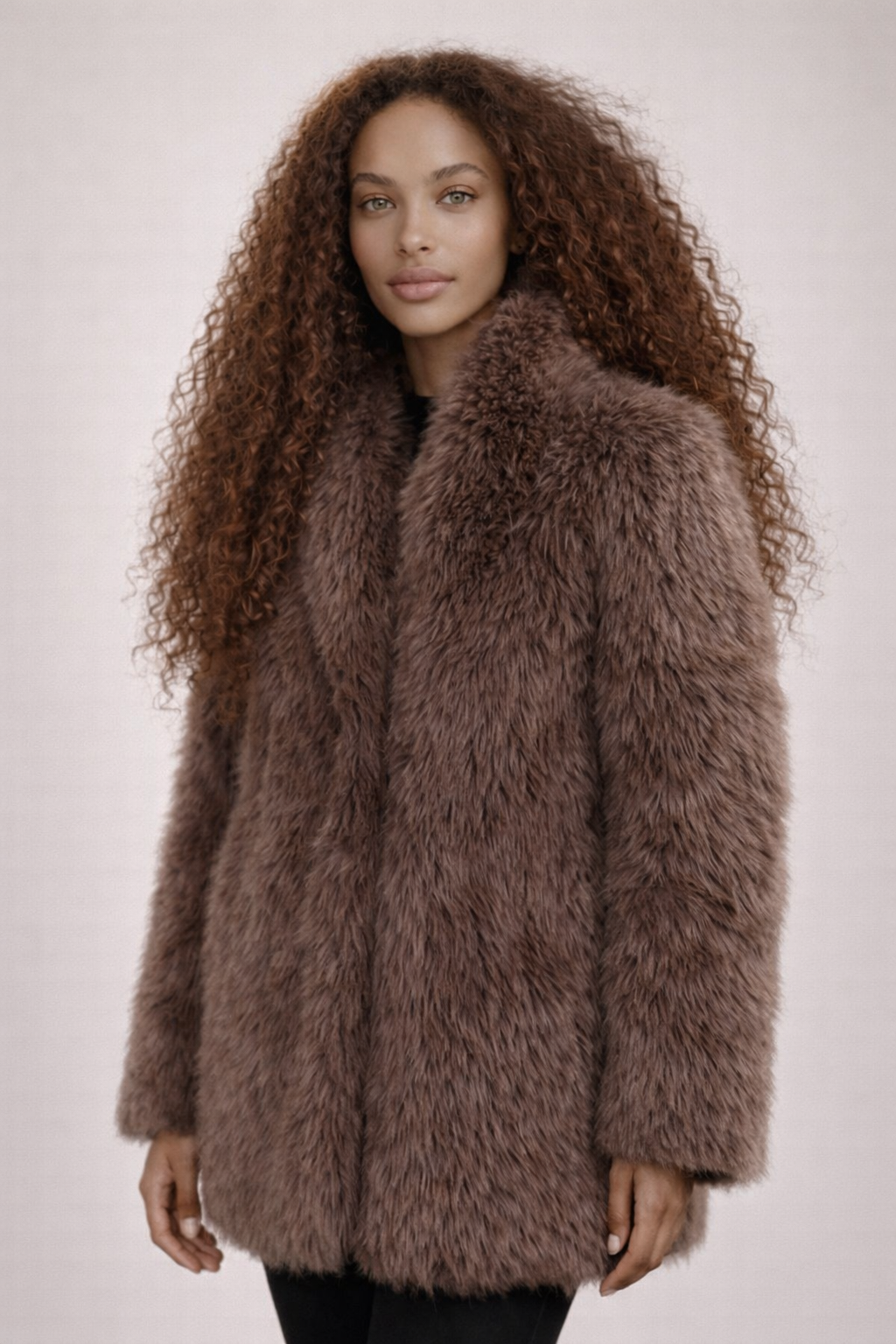 GSTAAD COAT — Oversized Faux Fur Coat with Shawl Collar