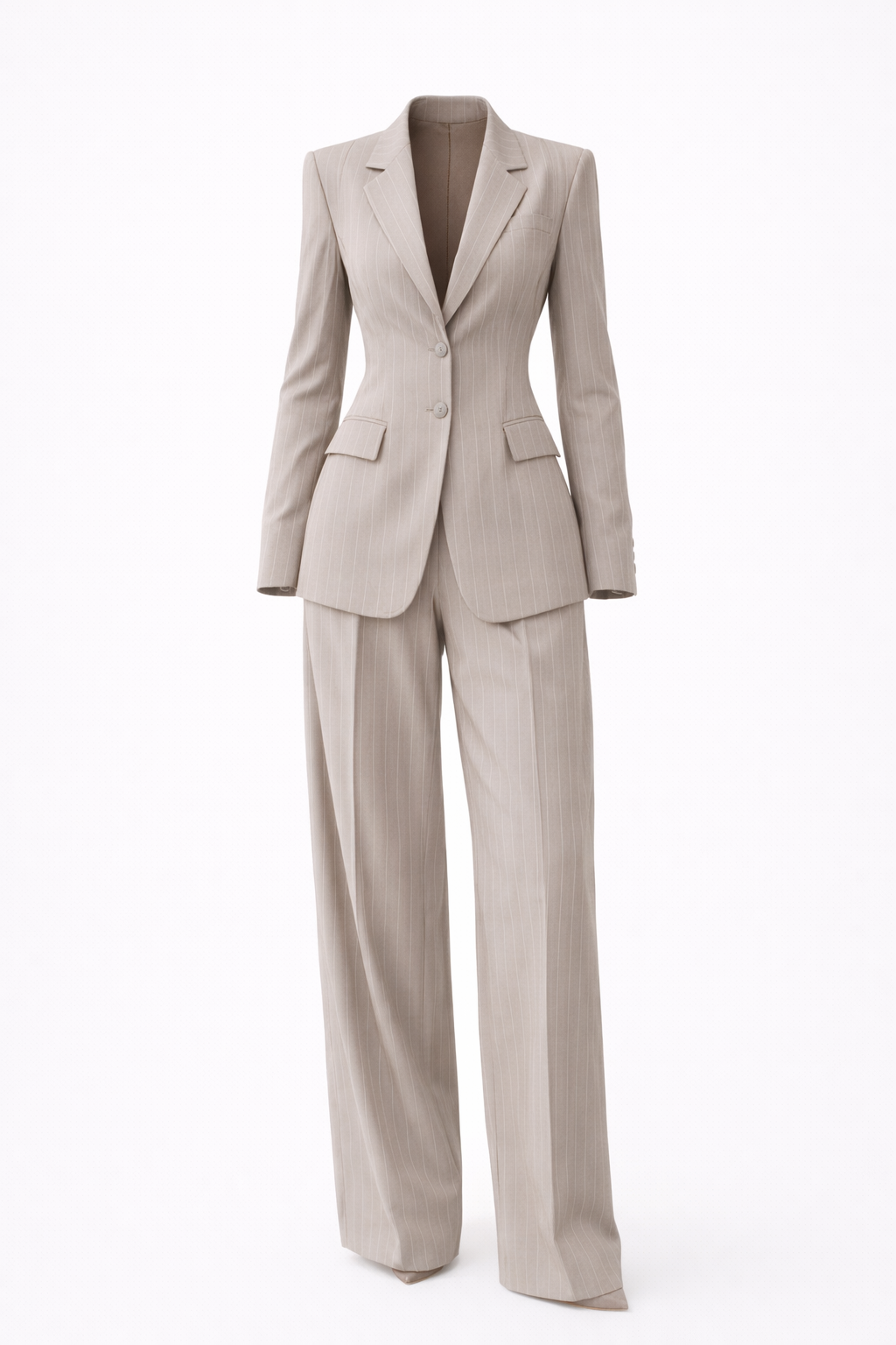 ROSEWOOD SET — Waist-Cinched Pinstripe Suit