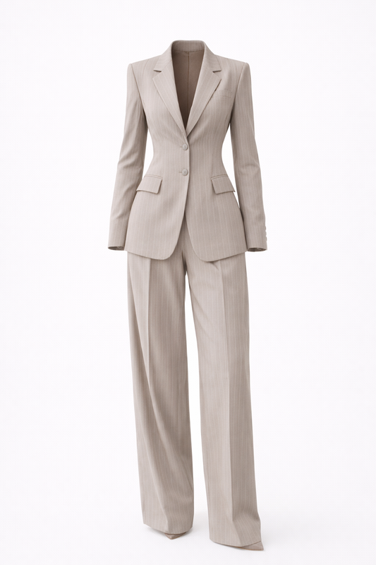 ROSEWOOD SET — Waist-Cinched Pinstripe Suit