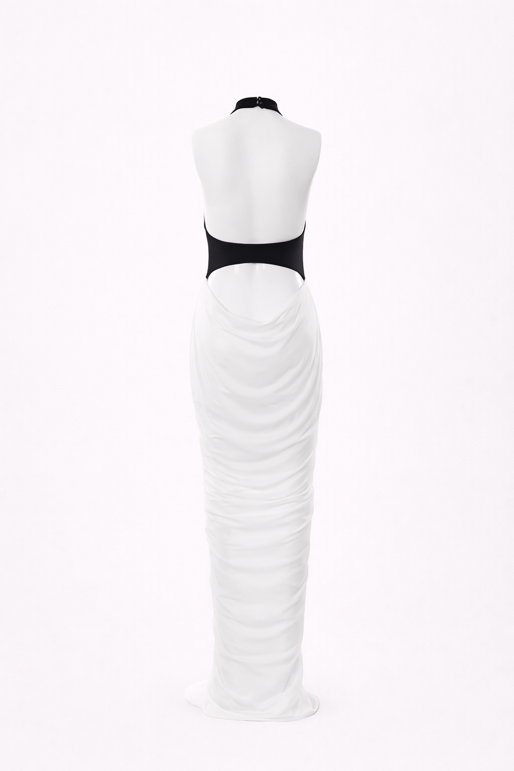 HARLOW DRESS — Halter Open-Back Contrast Maxi