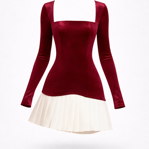 AVA MINI — Square-Neck Pleated Mini Dress