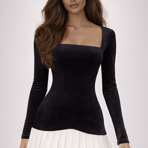 AVA MINI — Square-Neck Pleated Mini Dress