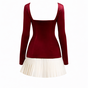 AVA MINI — Square-Neck Pleated Mini Dress