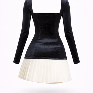 AVA MINI — Square-Neck Pleated Mini Dress