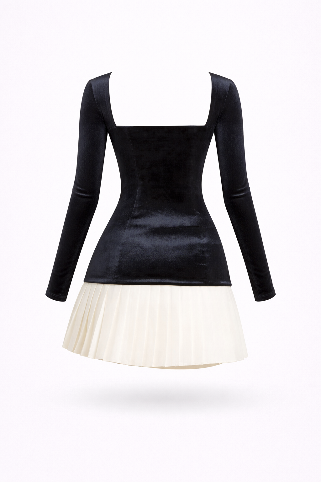 AVA MINI — Square-Neck Pleated Mini Dress