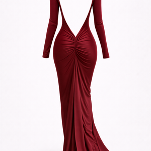 SLOANE DRESS — Open-Back Long-Sleeve Maxi