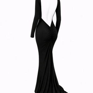 SLOANE DRESS — Open-Back Long-Sleeve Maxi