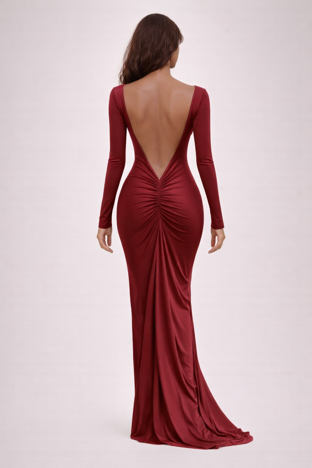 SLOANE DRESS — Open-Back Long-Sleeve Maxi