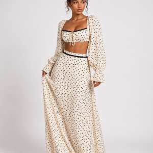 MONET SET — Polka Dot Crop Top &amp; Maxi Skirt