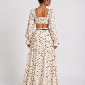 MONET SET — Polka Dot Crop Top &amp; Maxi Skirt