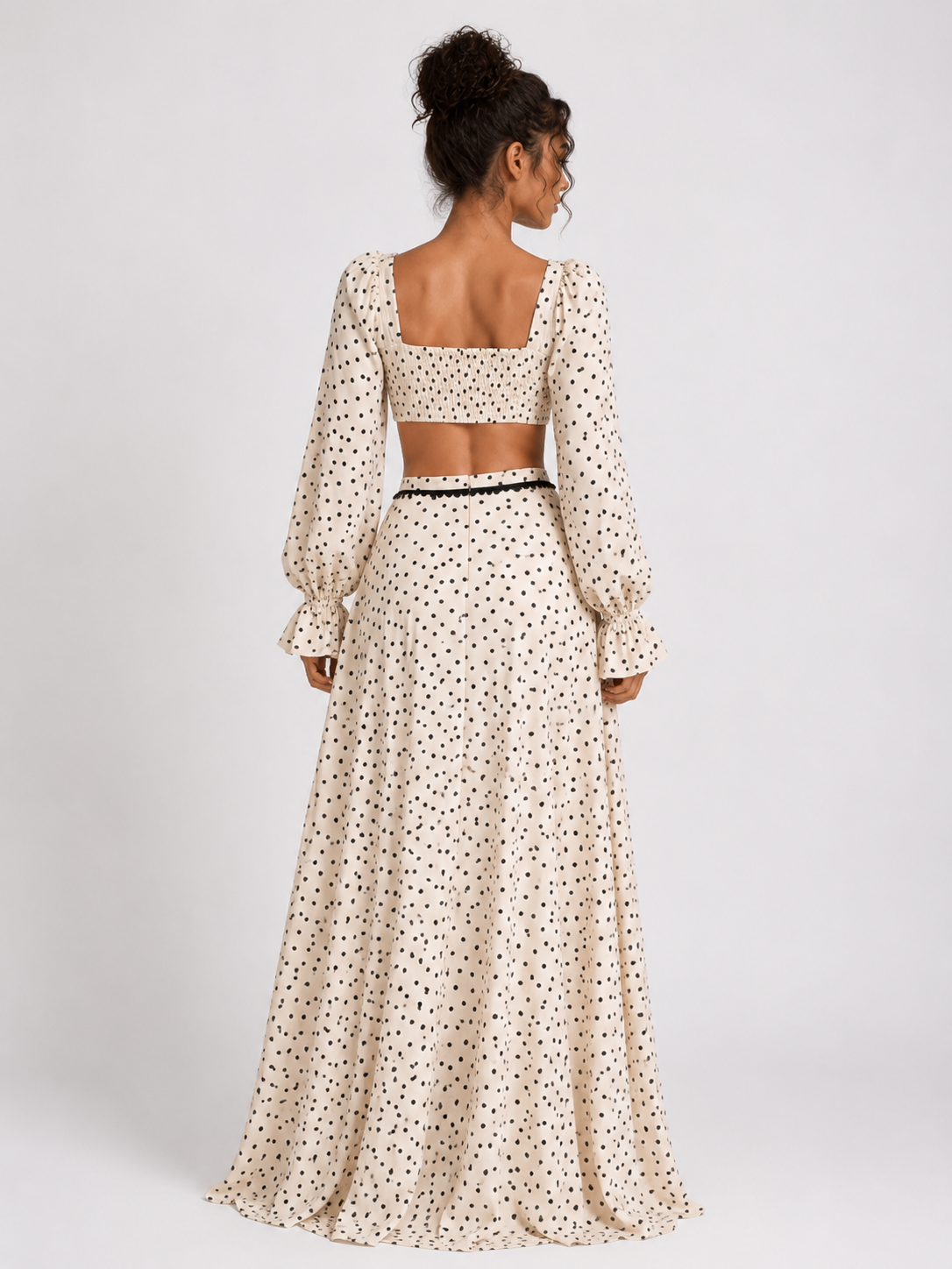 MONET SET — Polka Dot Crop Top &amp; Maxi Skirt