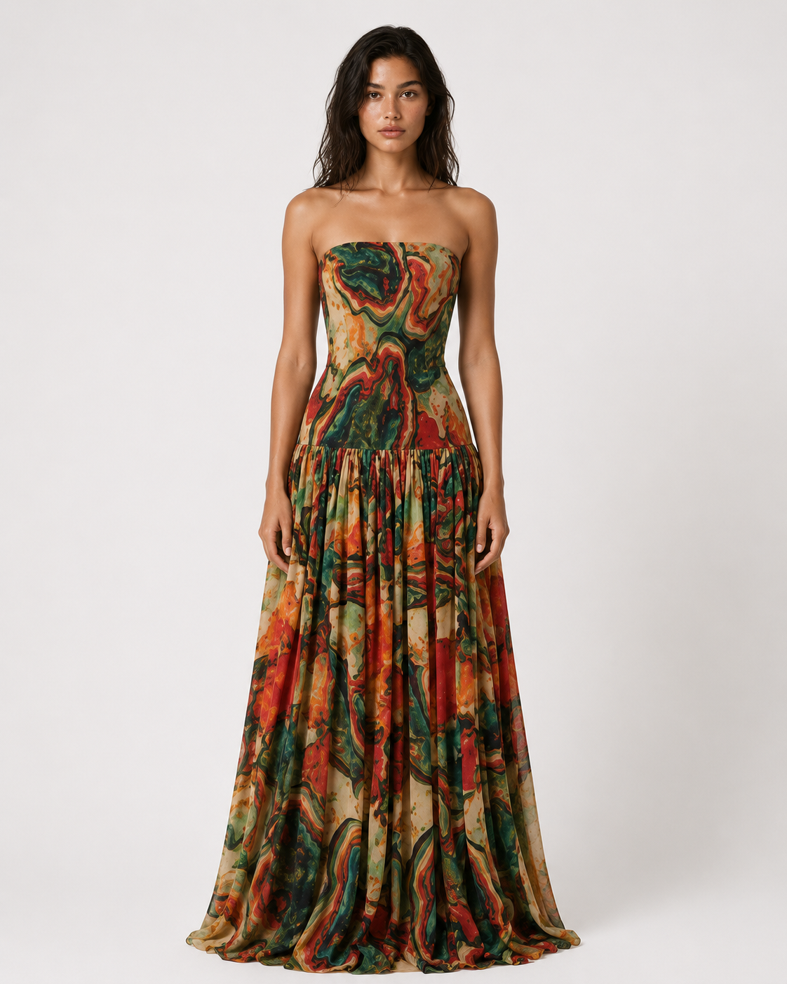 SORRENTO DRESS — Printed Bandeau Maxi Dress