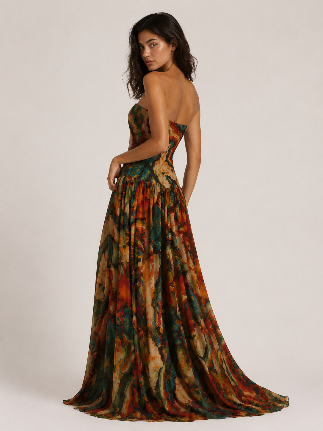 SORRENTO DRESS — Printed Bandeau Maxi Dress