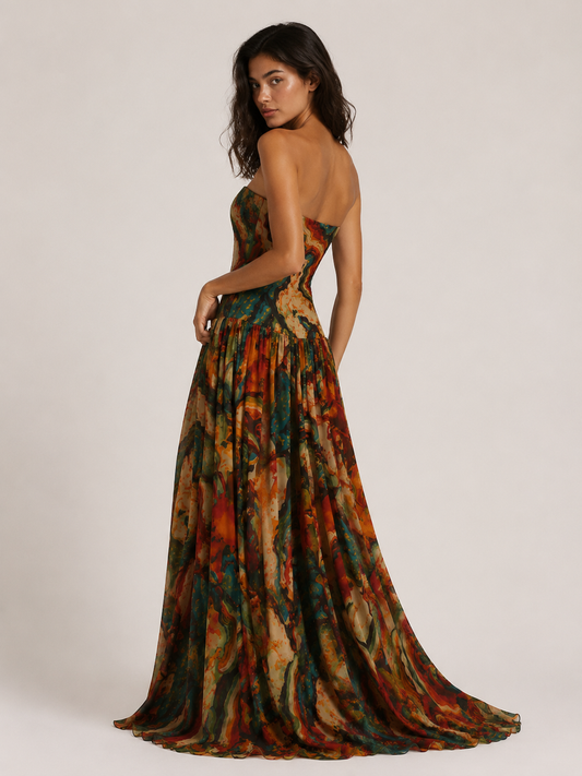 SORRENTO DRESS — Printed Bandeau Maxi Dress