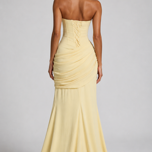 LYRA DRESS — Backless Halter Pleated Gown