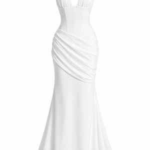 LYRA DRESS — Backless Halter Pleated Gown