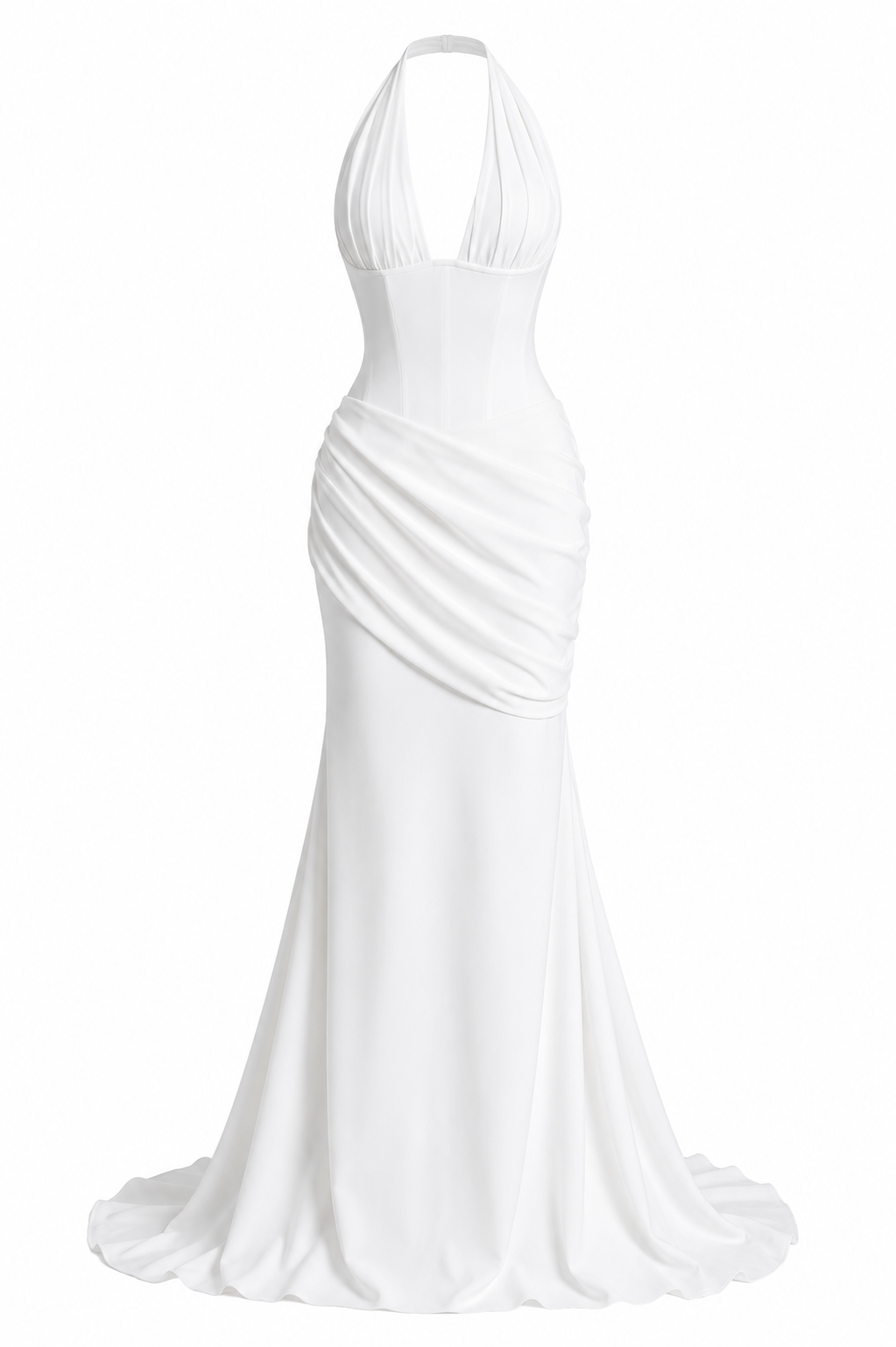 LYRA DRESS — Backless Halter Pleated Gown