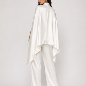 BIANCA SET — Satin Cape & Wide-Leg Trouser Set