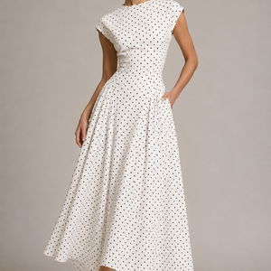 MONROE DRESS — Polka Dot Midi Dress
