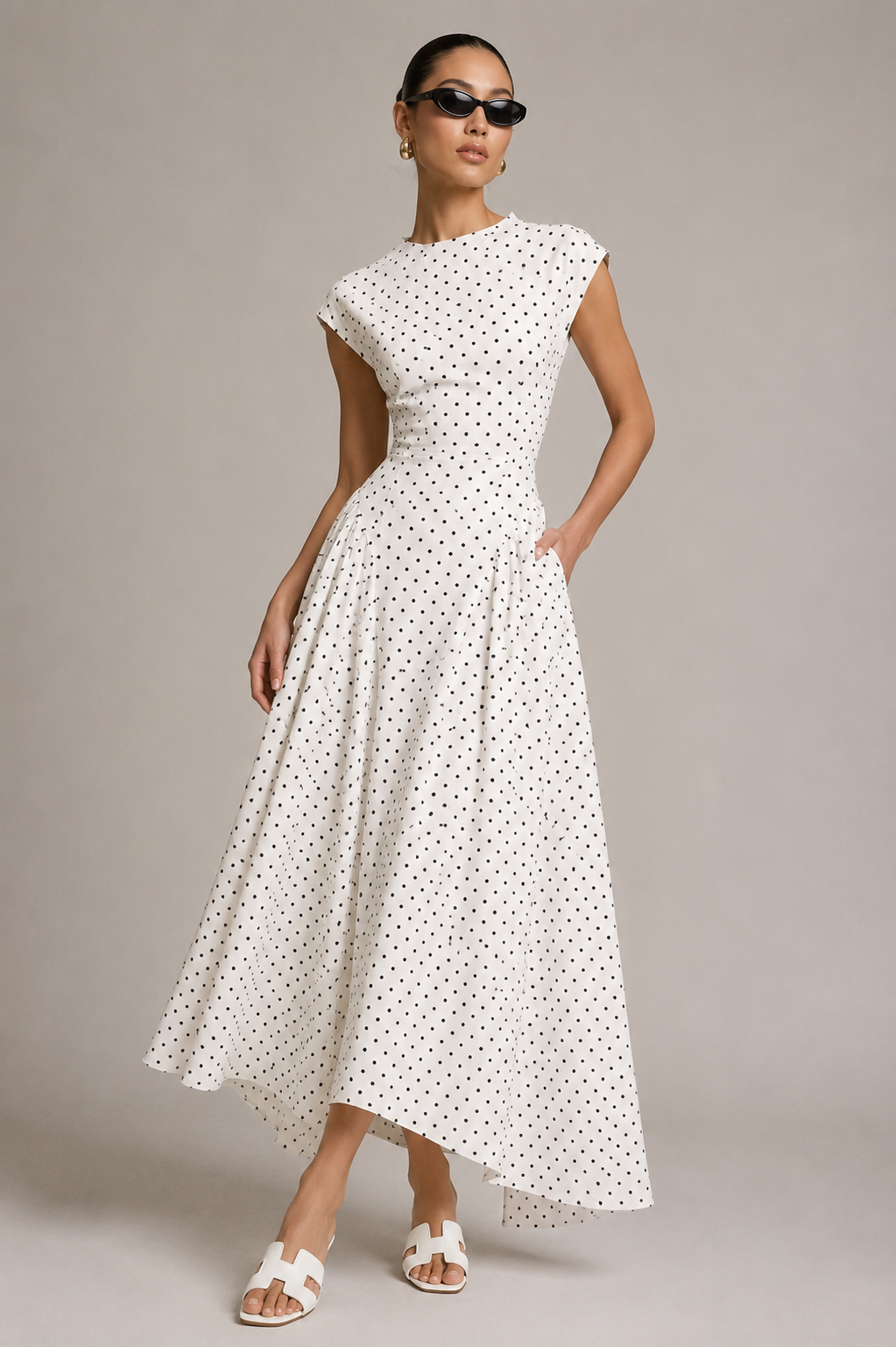 MONROE DRESS — Polka Dot Midi Dress