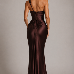 NOIR DRESS — Off-Shoulder Satin Corset Gown