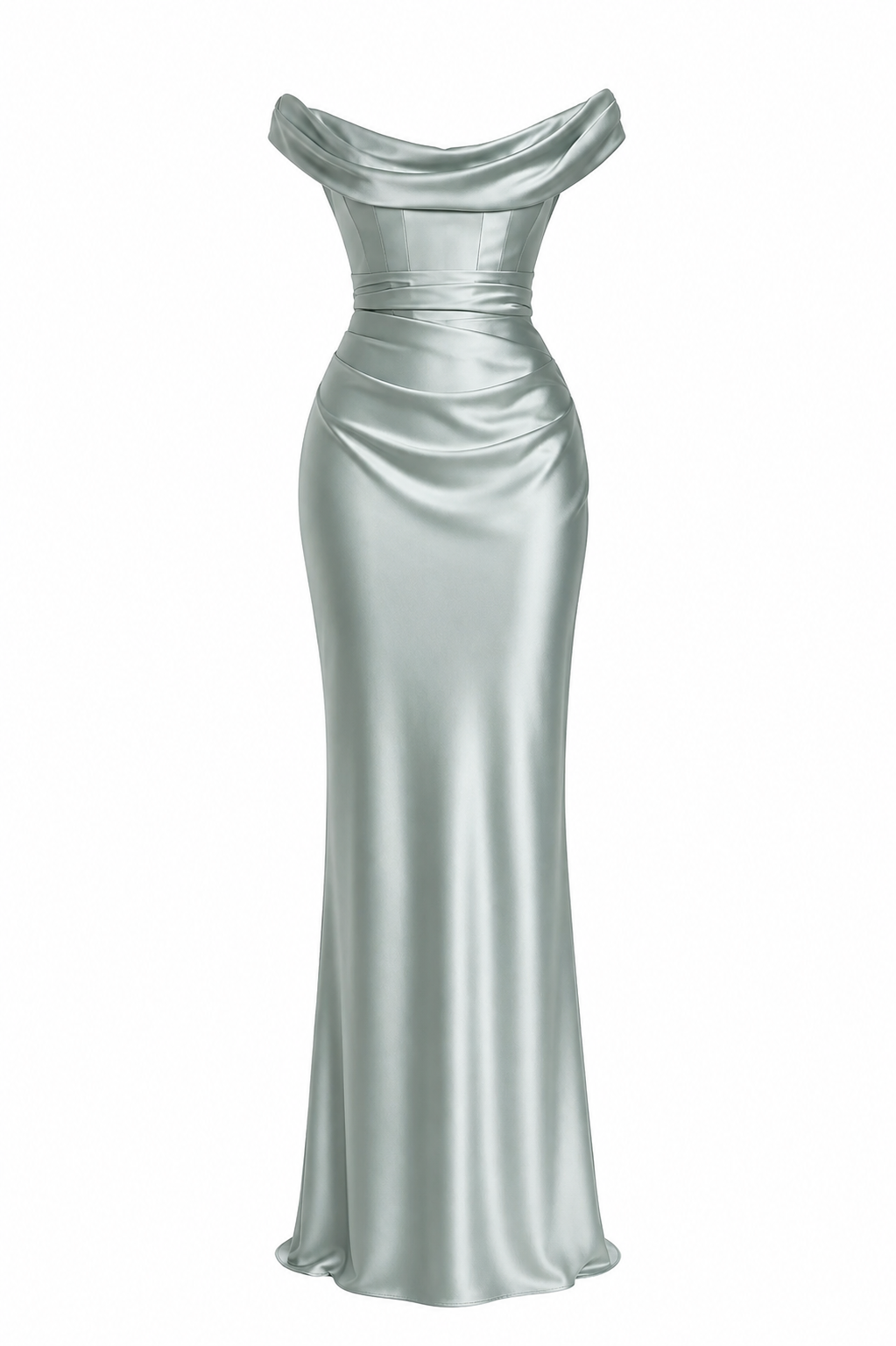 NOIR DRESS — Off-Shoulder Satin Corset Gown