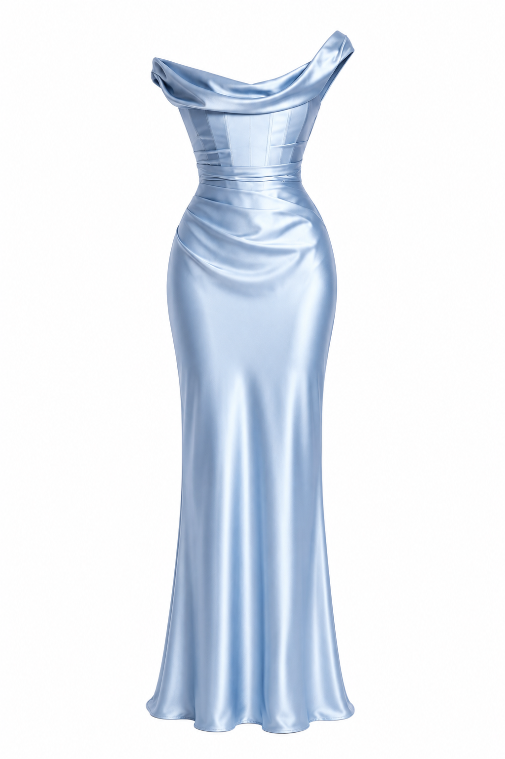 NOIR DRESS — Off-Shoulder Satin Corset Gown