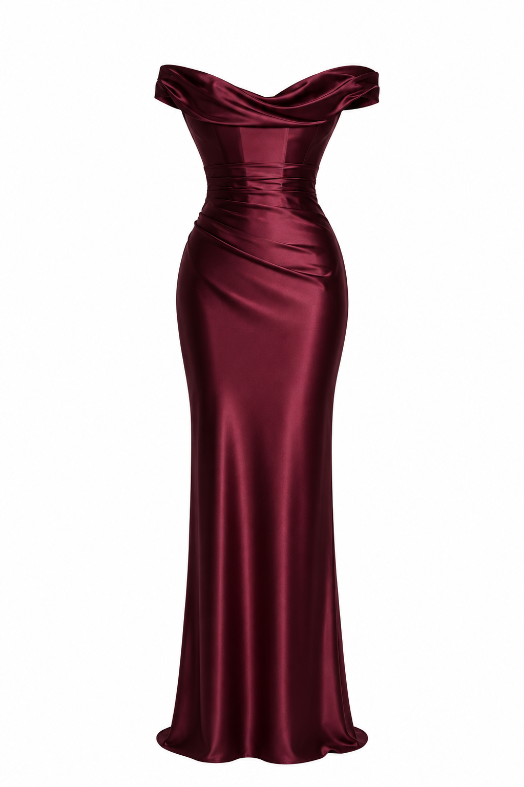 NOIR DRESS — Off-Shoulder Satin Corset Gown