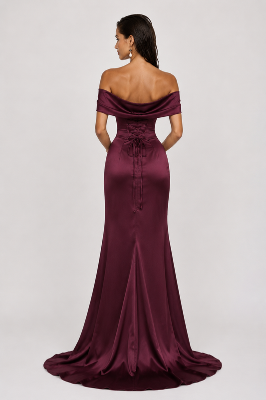 VALENCIA GOWN — Draped Corset Maxi Dress