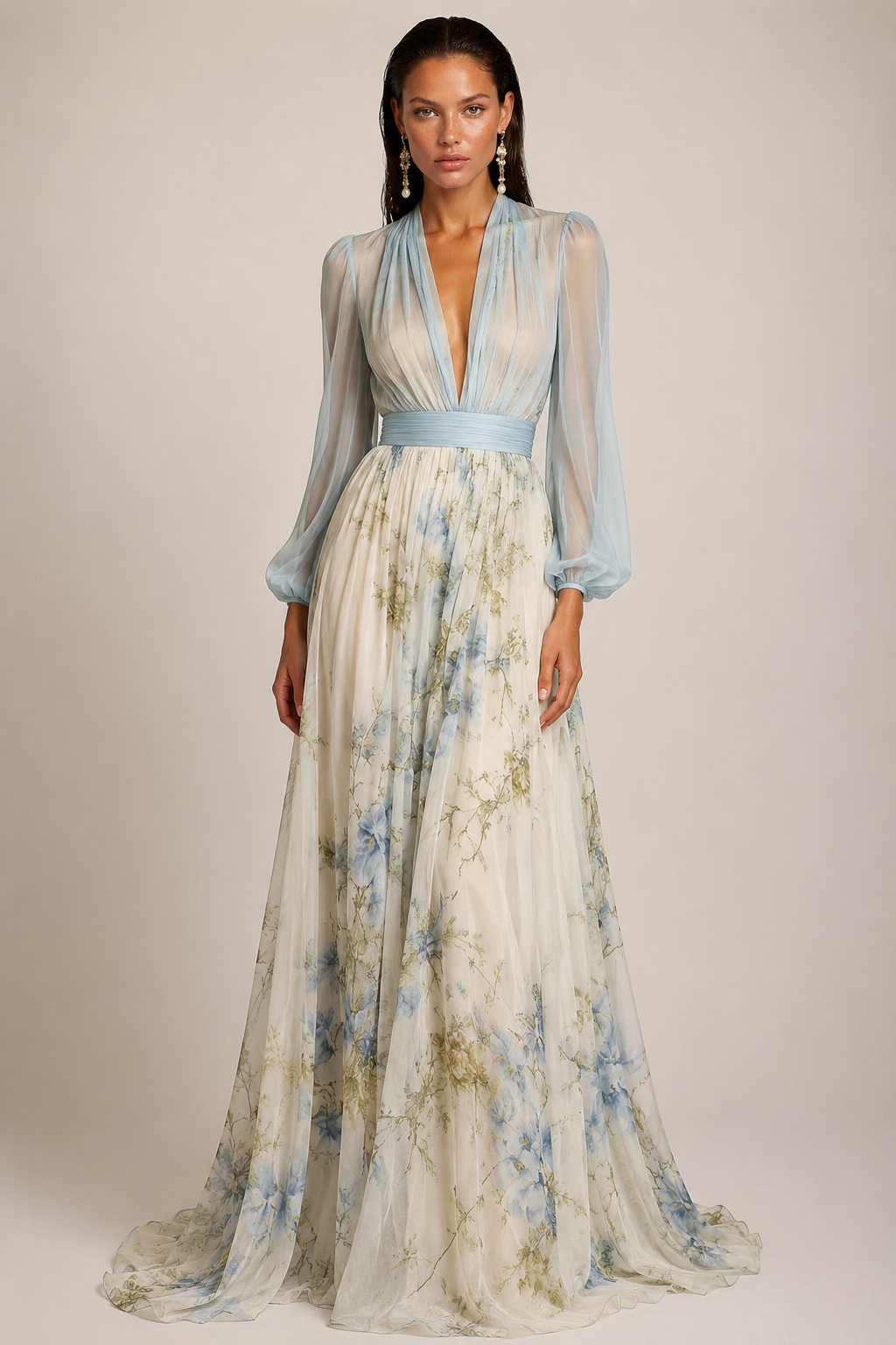 ISLA DRESS — Floral Chiffon Maxi Dress