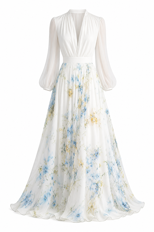 ISLA DRESS — Floral Chiffon Maxi Dress