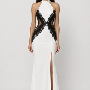 Monaco Lace Gown — Halter Satin Dress