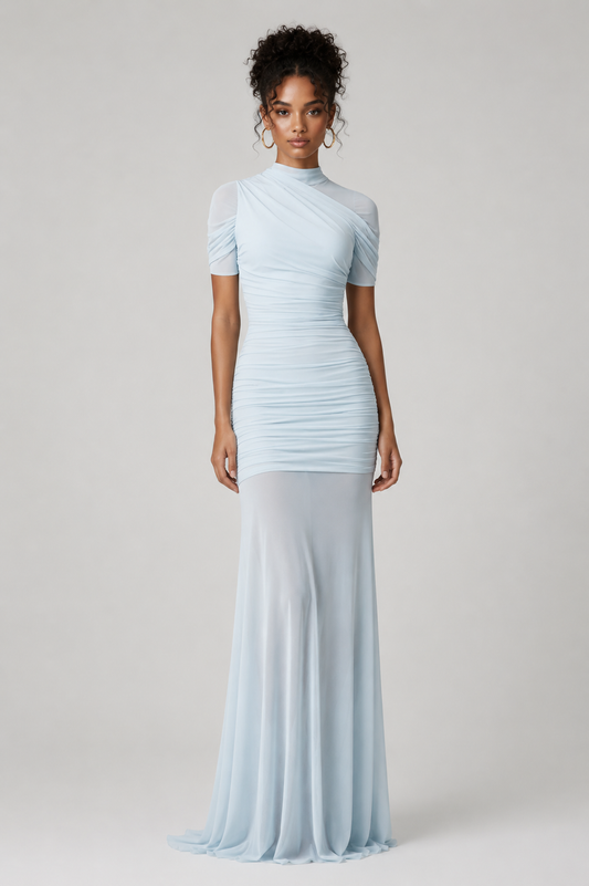 Aura Mesh Drape Maxi Dress