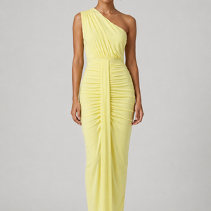 SOLEIL DRESS — One Shoulder Draped Maxi