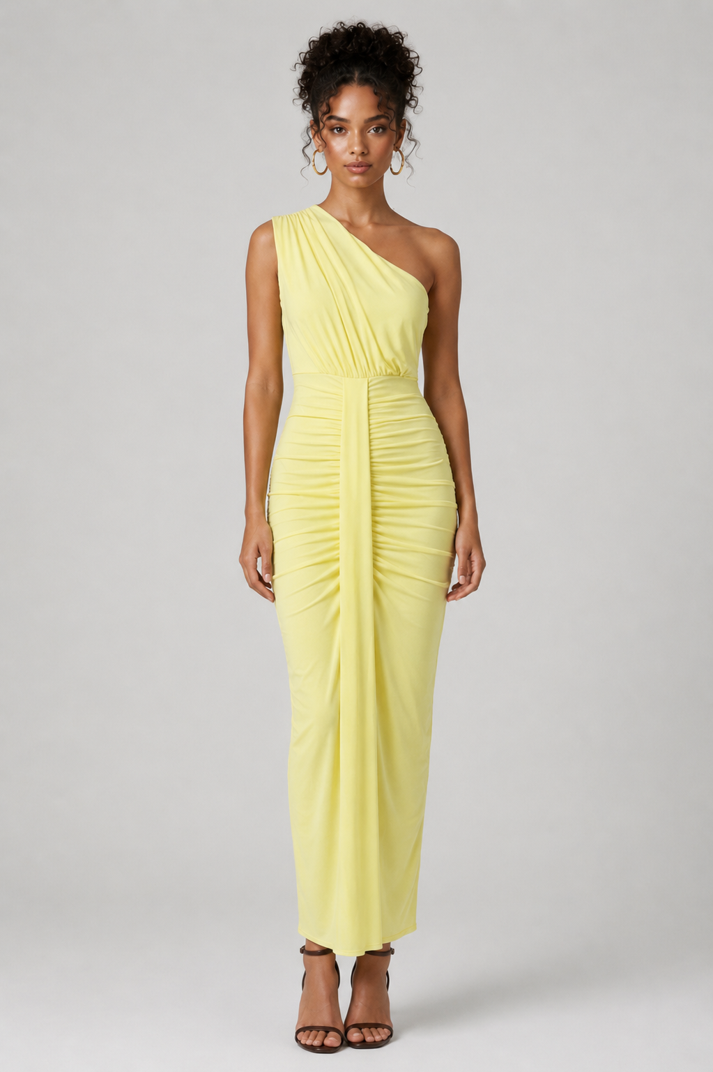 SOLEIL DRESS — One Shoulder Draped Maxi