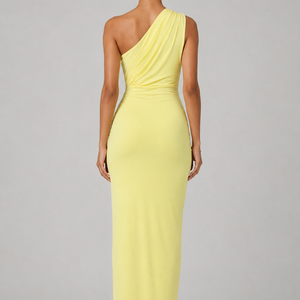 SOLEIL DRESS — One Shoulder Draped Maxi
