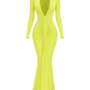 Elara Draped Plunge Maxi Dress