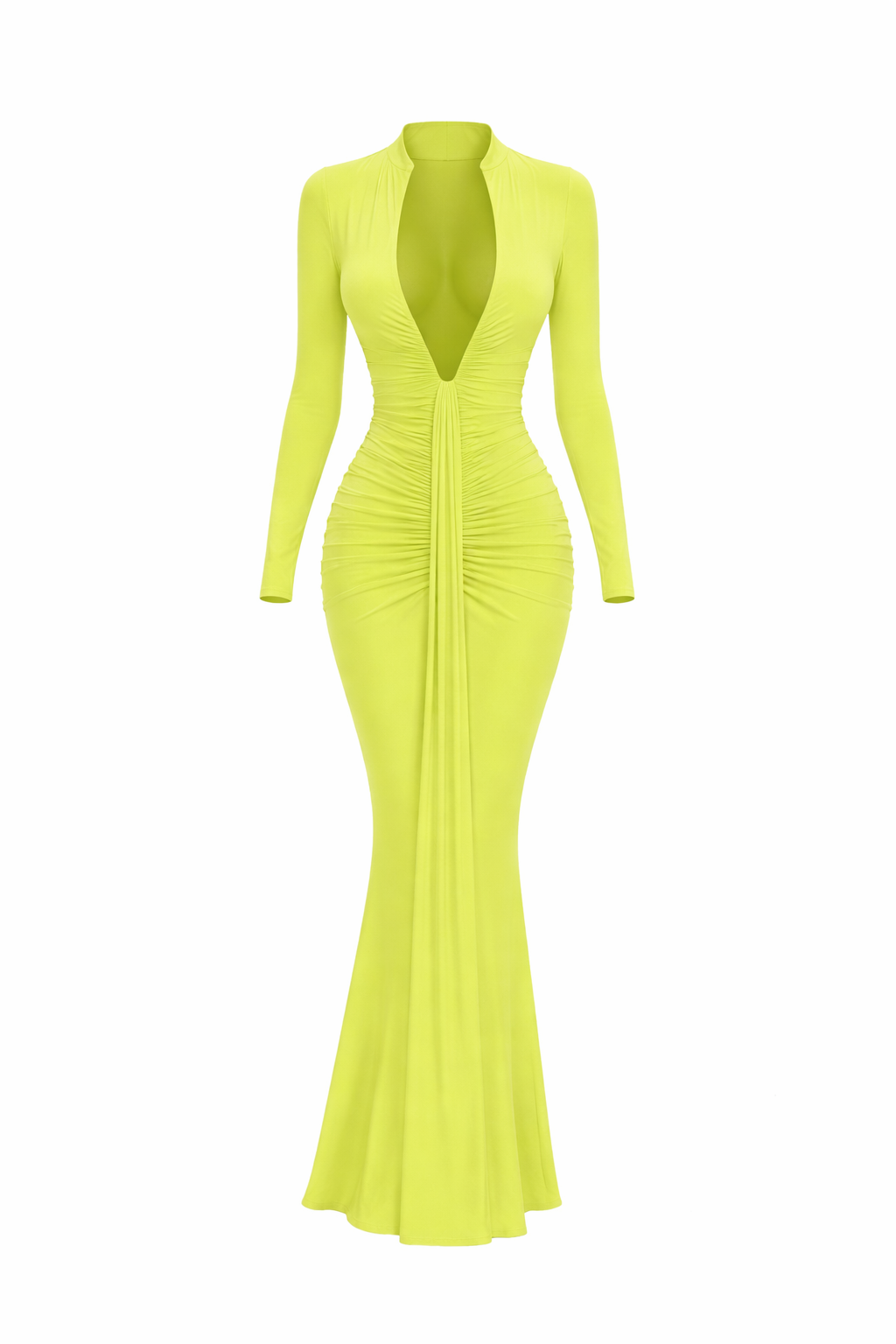 Elara Draped Plunge Maxi Dress