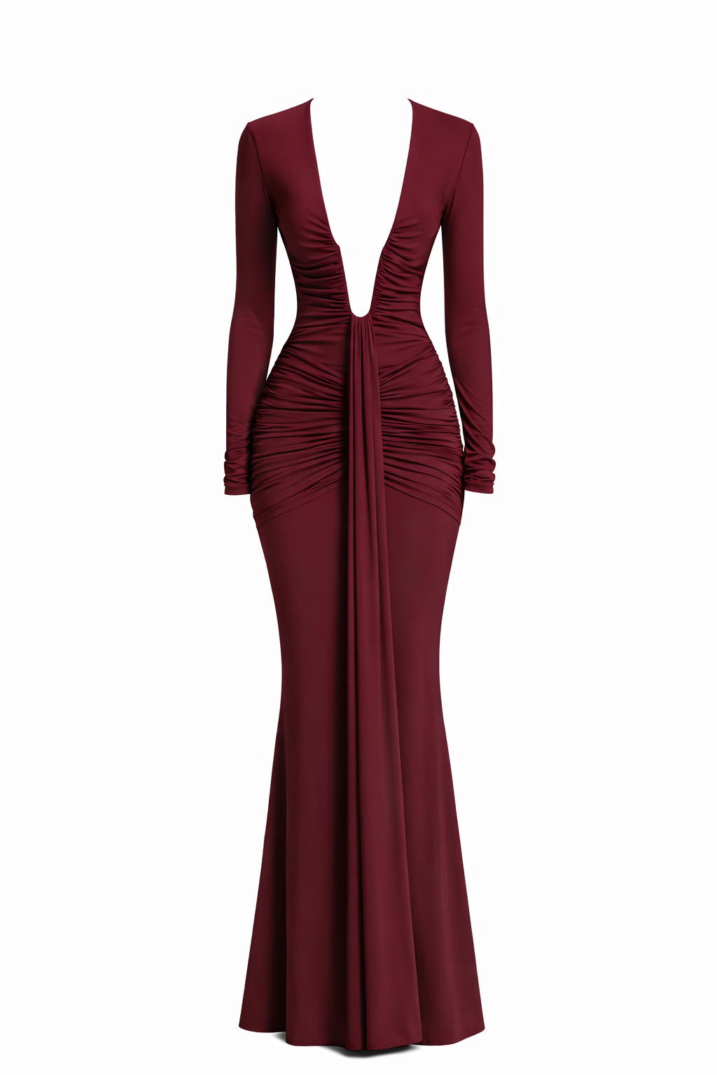 Elara Draped Plunge Maxi Dress