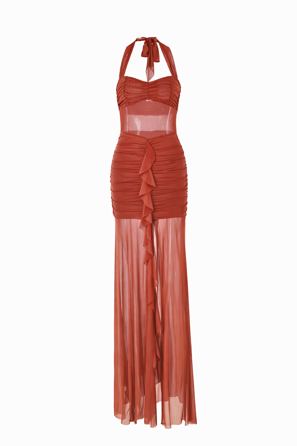 Sienna Halter Ruched Maxi Dress