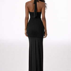 Sienna Halter Ruched Maxi Dress