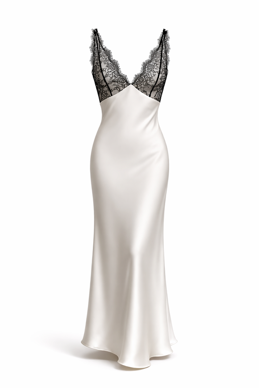 Elise Lace-Trim Satin Maxi Dress