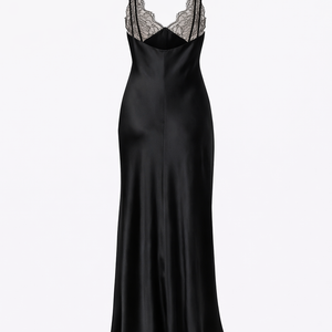 Elise Maxikleid aus Satin mit Spitzenbesatz