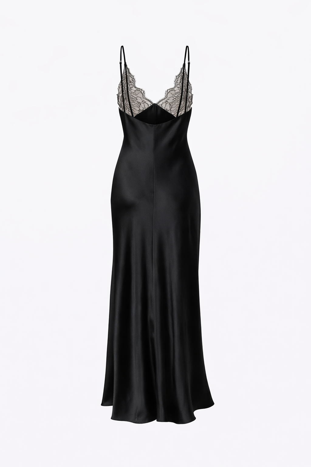 Elise Maxikleid aus Satin mit Spitzenbesatz