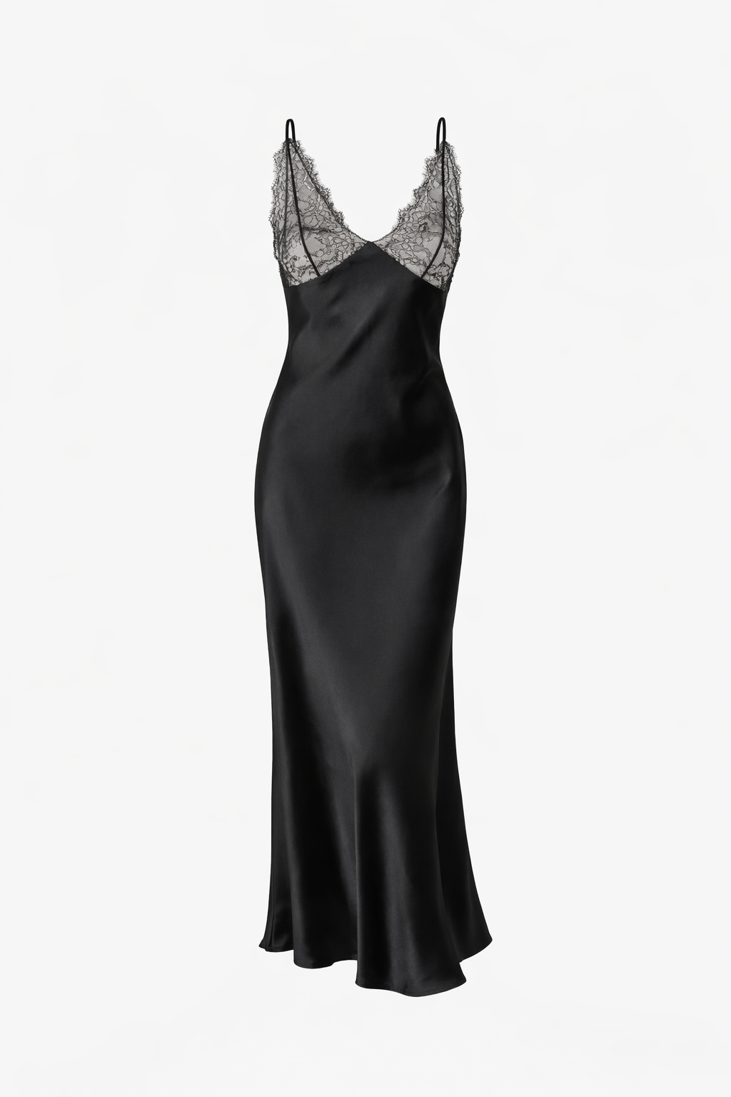 Elise Maxikleid aus Satin mit Spitzenbesatz